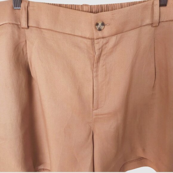 Torrid Plus-size Stretchy Linen Blend High Rise Brown Shorts with Pockets Size24 - Picture 5 of 15